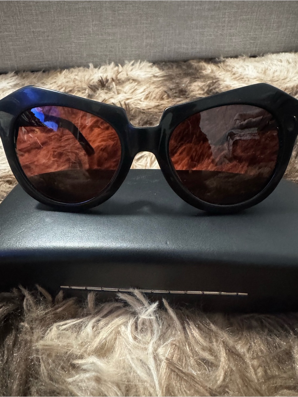 Karen Walker Black Frame Sunglasses with Brown Lenses